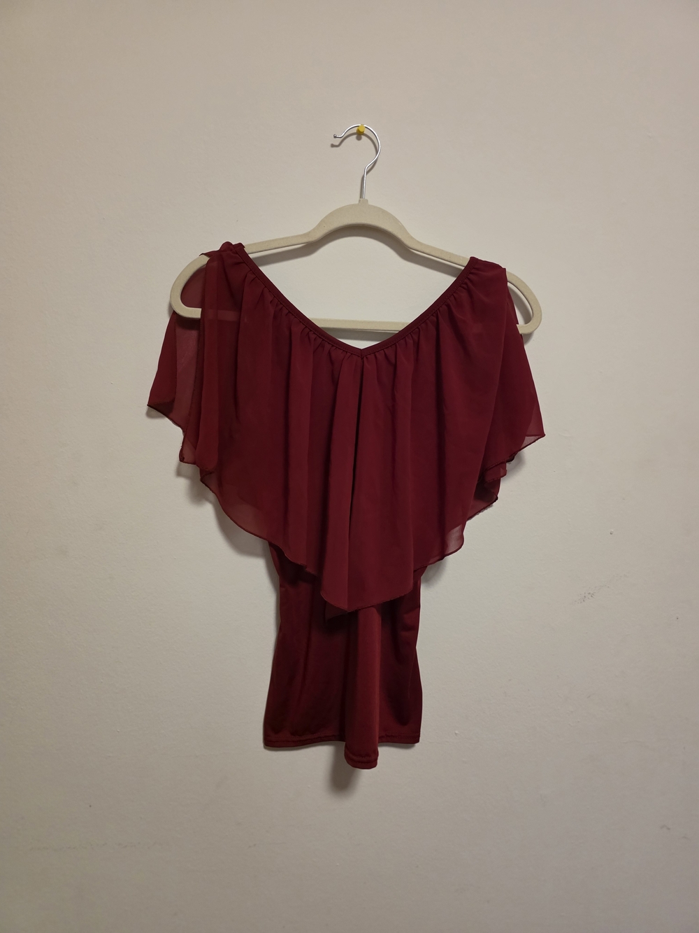 Off-Shoulder Ruffle Women's Top in Burgundy